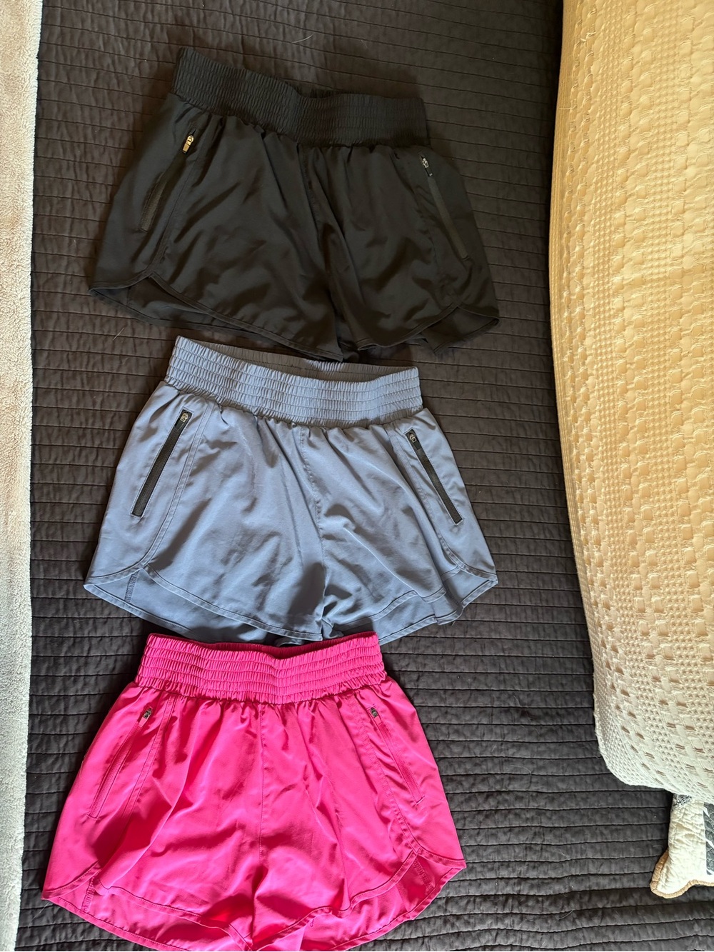 Women’s Elastic-Waist Athletic Shorts - Black, Slate Blue / Gray, Pink